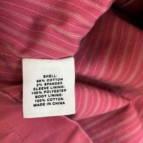 Super Cute & Unique Express Canvas Cotton Pink Trench Coat Jacket W/ Belt small - Picture 15 of 15